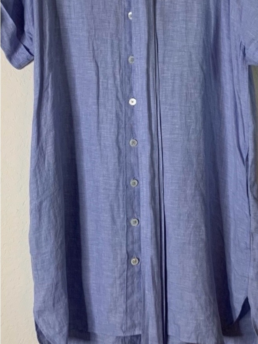 J. Crew Blue 100% Linen Capitaine belted Midi shirt Dress
